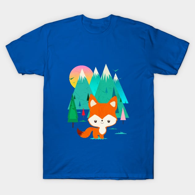 Walking Cute baby Fox T-Shirt by Goldquills